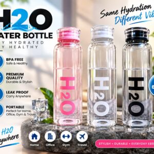 H2O 600ML Glass Water Bottle