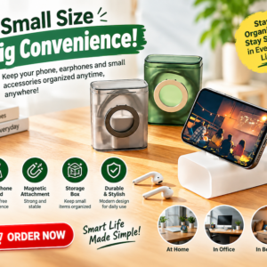 Multi-Purpose Storage Box with Built-In Phone Stand