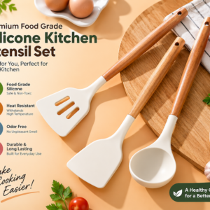 Heat-Resistant Silicone Spatula with Wooden Handle